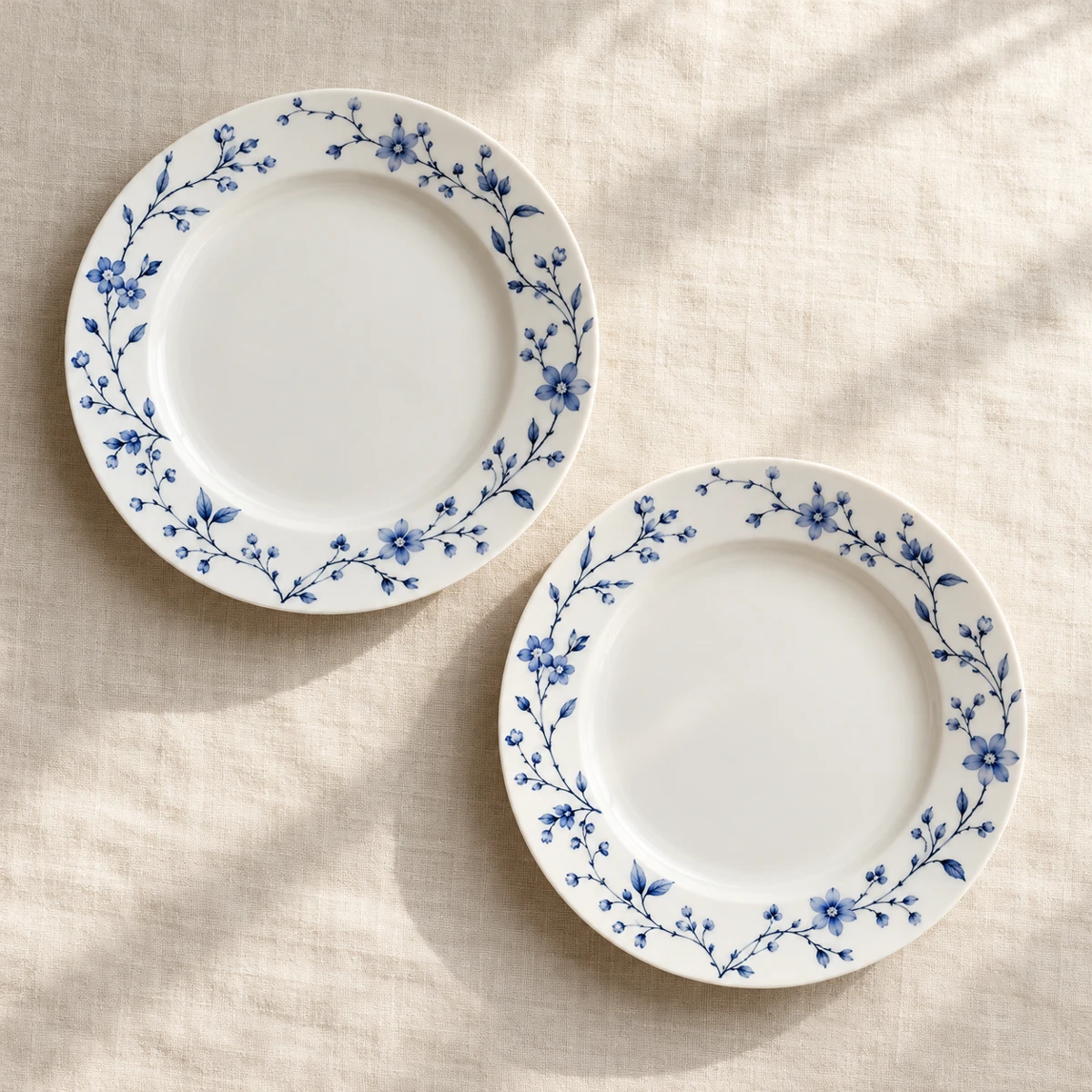 Cottage Blue Dessert Plates, White / blue, 2 plates