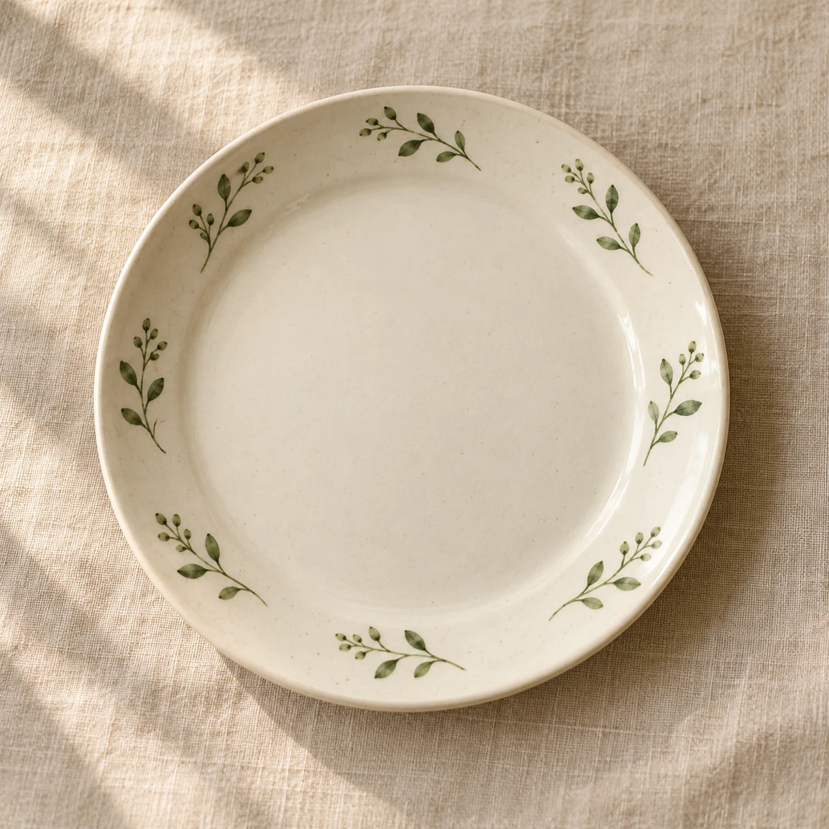 Meadow Sprig Side Plate, Cream / leaf green, 1 plate